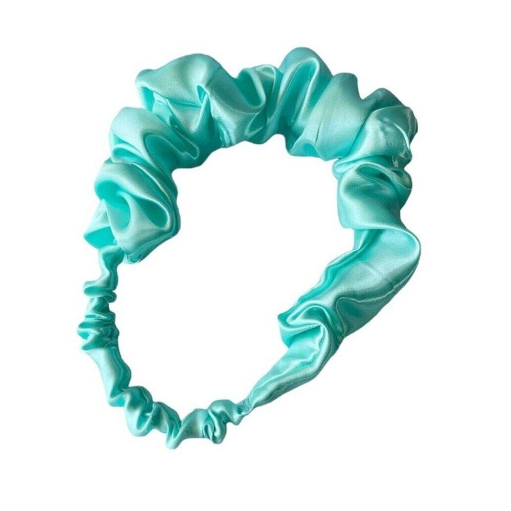 Blue Satin Headband wrap scrunched For Women’s And Girls Pleated design - Picture 7 of 12